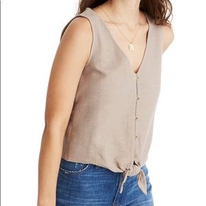 Madewell Texture & Thread Button Front Tie Tank